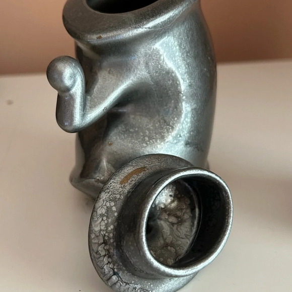 Michael Lambert Signed Dancing Sugar Creamer set pottery MCM '60s Pewter Drip… - Picture 5 of 7